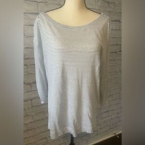 Adrienne Vittadini - Women’s Linen Lt. Blue & White Striped Tunic - Size: 1X